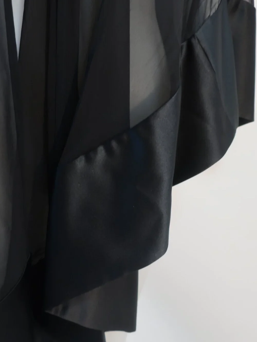 Womens Adrienne Landau Black Sheer & Satin Shawl